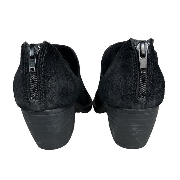 Born Ankle Boots Women's 7M Black Suede Leather Comfort Block Heel Zip Booties - Picture 5 of 8